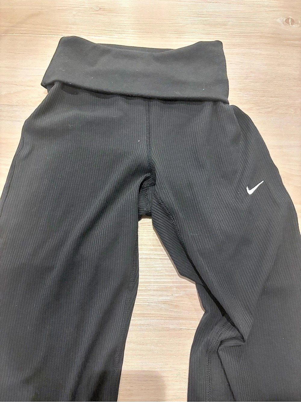 Nike Sportswear Chill Knit low-Rise fold over Ribbed Flare Pants